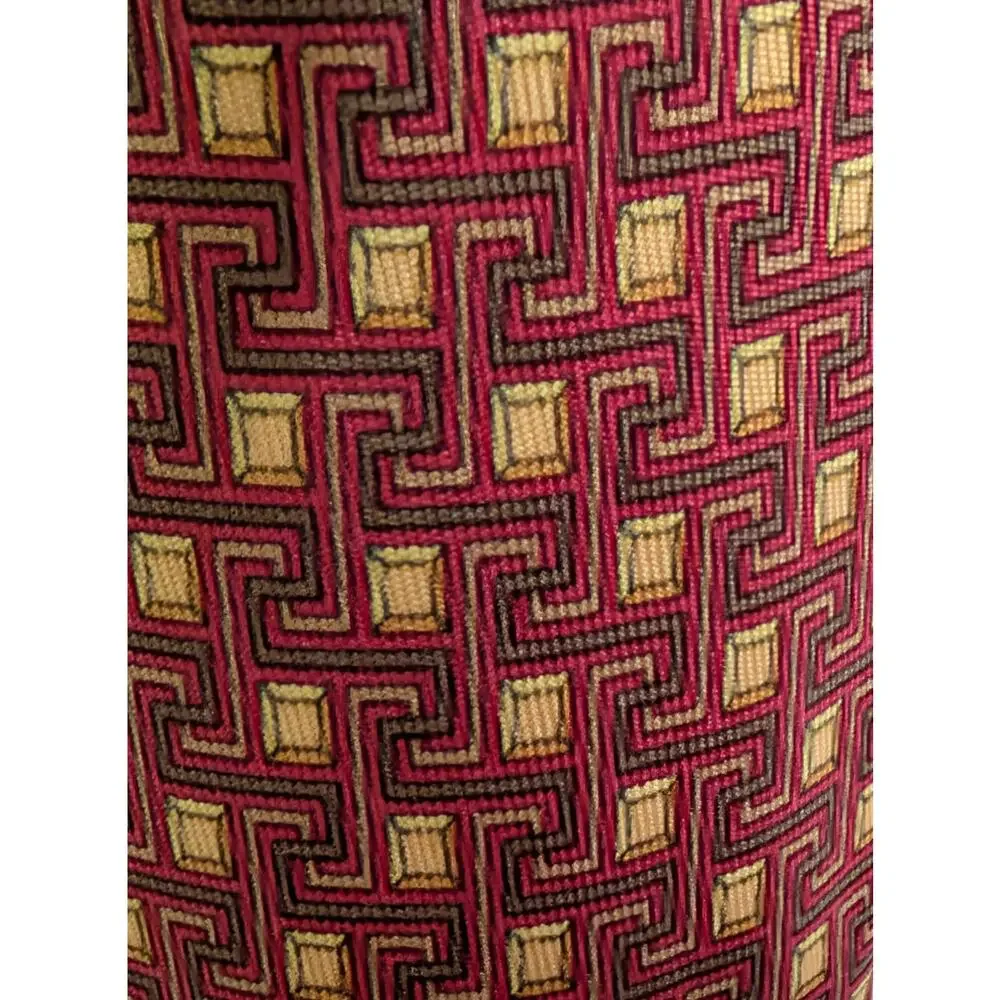 Vintage Hermès 100% Silk Men's Red Tie With Geometric Interlocking Maze